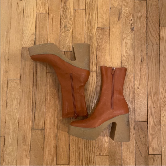 Stella McCartney Skyla Chunky Platform Ankle Boots Tan sz 39 - Picture 5 of 8